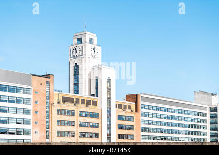 London, UK National Audit Office building exterior architecture with clock tower in United Kingdom, Pimlico neighborhood district Stock Photo