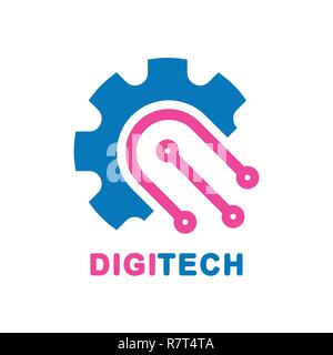 Abstract digital technology design - vector logo template concept illustration. Smart and digital technology creative sign. Design element. Technology Logo template. Stock Vector
