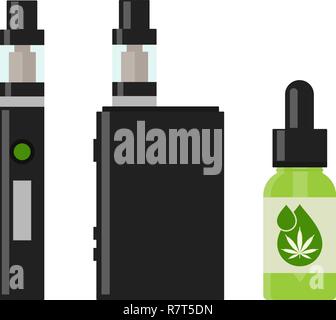Marijuana Cannabis liquid for Vaping. Vape Cannabis Oil. Cannabis vaporizer.  E-cigarette for vaping. Isolated vector illustration on white background  Stock Vector Image & Art