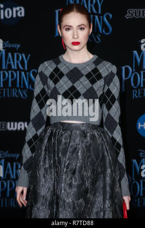 HOLLYWOOD, LOS ANGELES, CA, USA - NOVEMBER 29: Karen Gillan at the Los Angeles Premiere Of Disney's 'Mary Poppins Returns' held at the El Capitan Theatre on November 29, 2018 in Hollywood, Los Angeles, California, United States. (Photo by Image Press Agency) Stock Photo