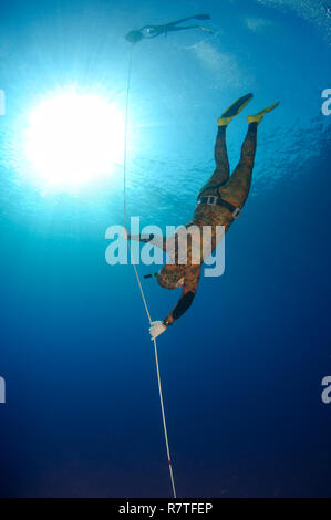 Freediver, Mediterranean Sea, Kaş, Lycia, Province of Antalya, Turkey Stock Photo