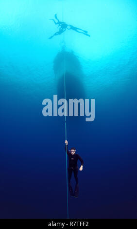 Freediver, Mediterranean Sea, Kaş, Lycia, Province of Antalya, Turkey Stock Photo