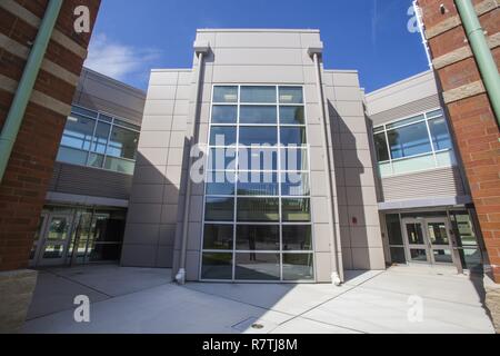 The Regional Training Institute at the National Guard Training Center, Sea Girt, N.J., April 3, 2017, includes 10 state-of-the-art classrooms, an auditorium with seating for 225 students and 72 lodging rooms in an 86,000 square foot building. The $31-million dollar federally-funded military construction project will enable New Jersey’s 254th Training Regiment (Combat Arms) to train National Guard Soldiers from Connecticut, Maine, Massachusetts, New Hampshire, New Jersey, New York, Rhode Island and Vermont, in addition to up to one-third of the Region A United States Army Reserve Soldiers. The  Stock Photo