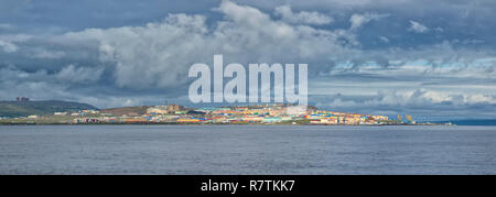 Panoramic view, cityscape of Anadyr, Anadyr, Chukotka Autonomous Okrug, Russia Stock Photo