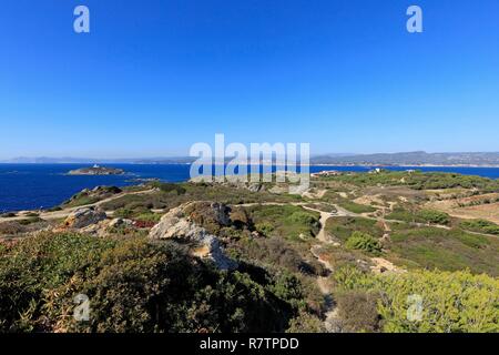 France, Var, Six Fours beaches, Archipel des Embiez, La Tour Fondue island Stock Photo