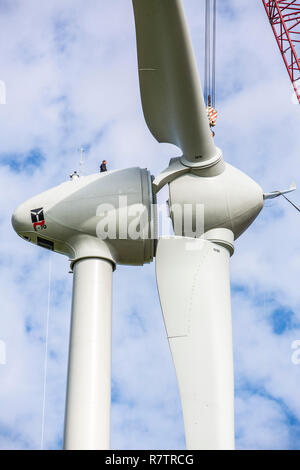 Construction of a wind turbine, Werl, North Rhine-Westphalia, Germany Stock Photo