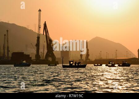 Spain, Basque Country, Biscay Province, Santurtzi, industrial port of Bilbao at the mouth of the river Nervion Stock Photo