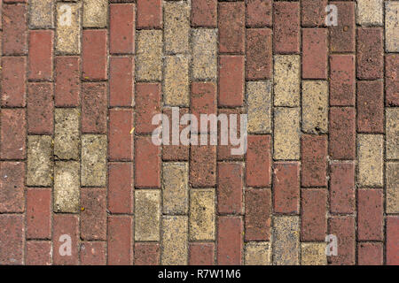 Pedestrian Road White and Red Bricks Cross Shaped Floor Stock Photo