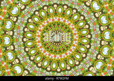 Organic abstract kaleidoscope pattern background, colorful reflective mirroring backdrop as graphic design element Stock Photo