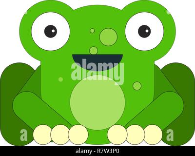 Frog in cartoon flat style. Vector illustration on white background. Stock Vector