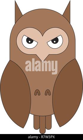 Owl in cartoon flat style. Vector illustration on white background. Stock Vector