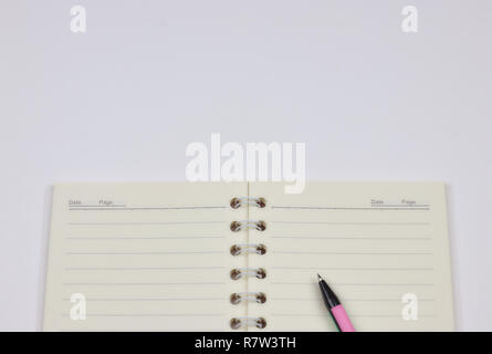 Back to school, the concept of education - a ballpoint pen close-up and a compositional book against the background of the new academic school year. C Stock Photo
