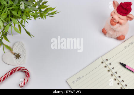 concept of recording your daily affairs. Notepad on a white background. Copy space layout Stock Photo