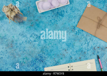 Notepad for text on pink table with copy space. Education and office concept Stock Photo