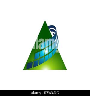 Modern triangle logo design, multi color triangle symbols Stock Vector