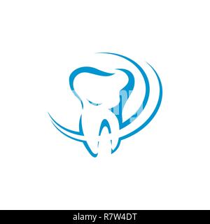 Dental Clinic Logo Tooth abstract design vector template Linear style. Dentist stomatology medical doctor Logotype concept icon Stock Vector