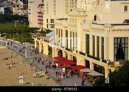 France, Pyrenees Atlantiques, Basque Country, Biarritz, the casino on the Grande Plage (town's largest beach) Stock Photo