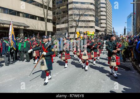 Canada, Province of Quebec, Montreal, St. Patrick's Day and St. Patrick's Day parade in the streets of the city Stock Photo