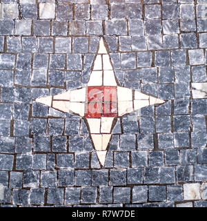 Circular Mosaic with a design at the center. Misaic Floor. Mosaic Design. Stock Photo