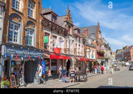 France, Nord, Flanders, Cassel, favorite village of the French 2018, typical facades on the grand place Stock Photo