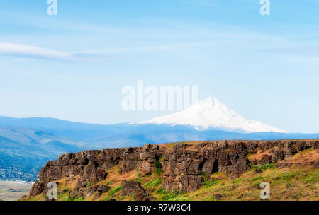 Scenic view of Mt. Hood from the Washington side of the Columbia River Gorge Stock Photo