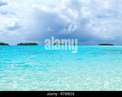 Blue lagoon on Rangiroa atoll. Stock Photo