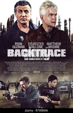 BACKTRACE, US poster, clockwise from top left: Sylvester Stallone, Matthew Modine, Colin Egglesfield, Christopher McDonald, 2018. © Lionsgate /Courtesy Everett Collection