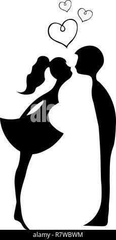 A Silhouette Of A Girl And A Boy Kissing Vector Color Drawing Or Illustration Stock Vector Image Art Alamy