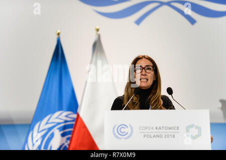 Katowice, Poland. 12th Dec, 2018. Carolina Schmidt, Minister of the Environment of Chile seen speaking during the second part of the high-level segment at the COP24 UN Climate Change Conference 2018. Credit: Omar Marques/SOPA Images/ZUMA Wire/Alamy Live News Stock Photo