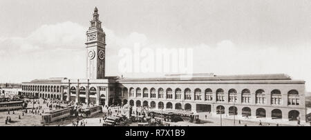 The San Francisco Ferry Building, The Embarcadero, San Francisco, California, United States of America, c.1915.  From Wonderful California, published 1915. Stock Photo