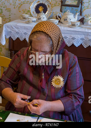 Maria Vojnic Folk Artist for straw decoration, Sombor,, Vojvodina, Serbia, Europe Stock Photo