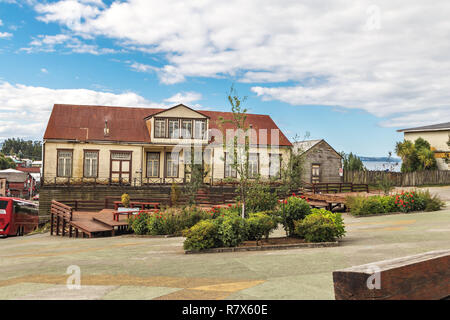 Plaza de Armas Square - Chonchi, Chiloe Island, Chile Stock Photo