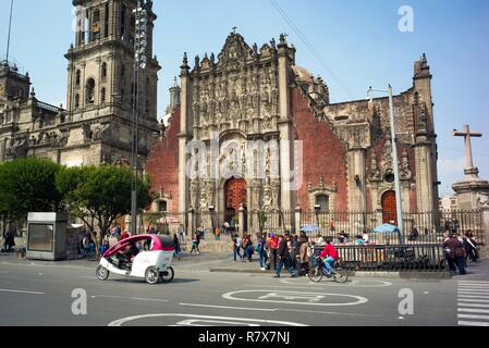 Mexico, Mexico City, Zócalo, Constitution Square, Metropolitan Cathedral, UNESCO World Heritage Site, Historic Center Stock Photo