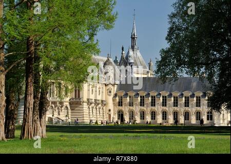 France, Oise, Chantilly, Chantilly estate, Chantilly castle seen from the English Garden Stock Photo