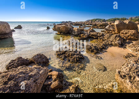 Falassarna beach on Crete island with azure clear water, Greece, Europe. Stock Photo