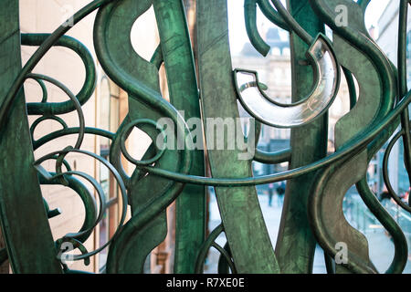 Copper Green Ornate Railings. Iron Railing. Ornate Iron Gate. Ornate Copper Gate. Stock Photo