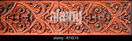 Decorative Facing Stone Carving. Ornate Building Stone. Buliding Design. Building Facade. Welsh Terracotta Stock Photo