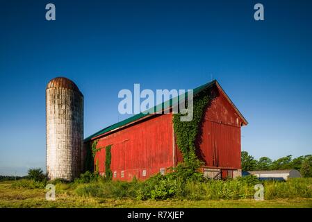 United States, New York, Finger Lakes Region, Seneca Falls, red barn Stock Photo