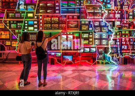 United States, District of Columbia, Washington, Reynolds Center for American Art, American Art Museum, multi-media, Electronic Superhighway: Continental US, Alaska, Hawaii by Nam June Paik Stock Photo