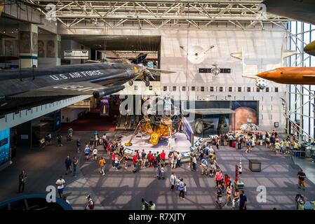 United States, District of Columbia, Washington, National Air and Space Museum, elevated lobby view with X-15 space plane Stock Photo