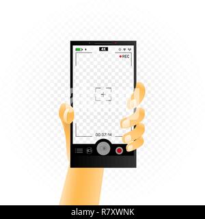 smartphone in hand and recording video Stock Vector