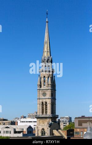 Canada, Quebec province, Montreal, Religious Heritage, Bell Tower and Spire of the Church of St. James Stock Photo
