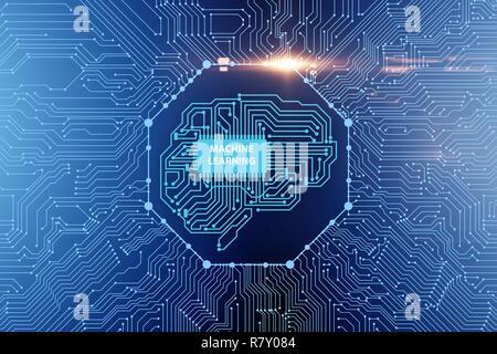 Machine learning concept - 3d rendering Stock Photo