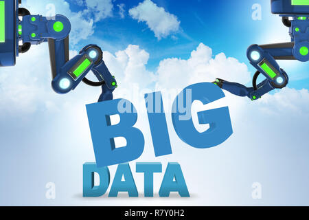 Big data concept with robotic arms - 3d rendering Stock Photo