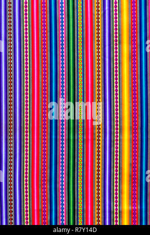 Close-up of traditional Peruvian textile with colourful pattern, Cusco, Peru Stock Photo