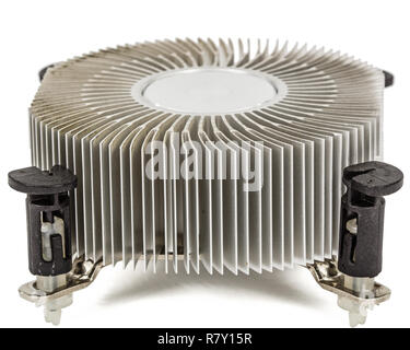 Radiator from aluminium or cooling of computer processor, isolated on white background Stock Photo