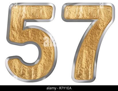 Numeral 57, fifty seven, isolated on white background, 3d render Stock Photo