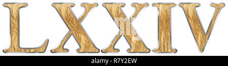 Roman numeral LXXIV, quattuor et septuaginta, 74, seventy four, isolated on white background, 3d render Stock Photo