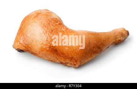 Smoked chicken leg quarter isolated on white Stock Photo