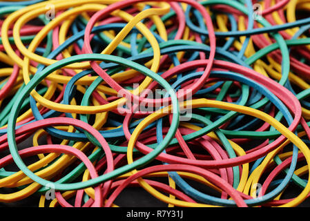 Close up of colorful  rubber bands background Stock Photo